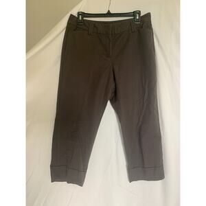 Ann Taylor LOFT Women's Curvy Crop Khaki Brown Cotton/spandex Pants Size 8